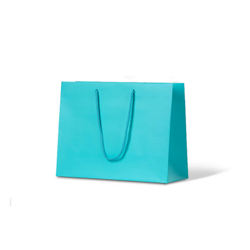 Aqua Blue Matte Laminated Paper Bags - Large Boutique (330x405+120, 50pcs)