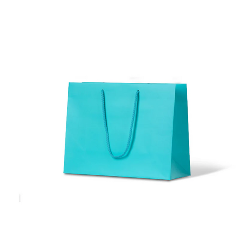 Aqua Blue Matte Laminated Paper Bags - Medium Boutique (250x330+125, 100/ctn)