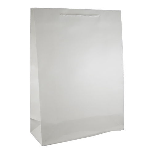 【Sale】White Glossy Laminated Paper Bags - Large ( 450x350+130, 100pcs )