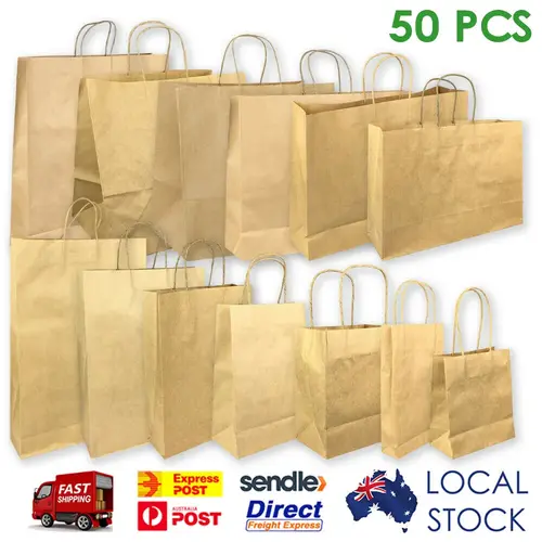 【RETAIL】50pcs 13sizes Kraft Brown Paper Bags with Handle 