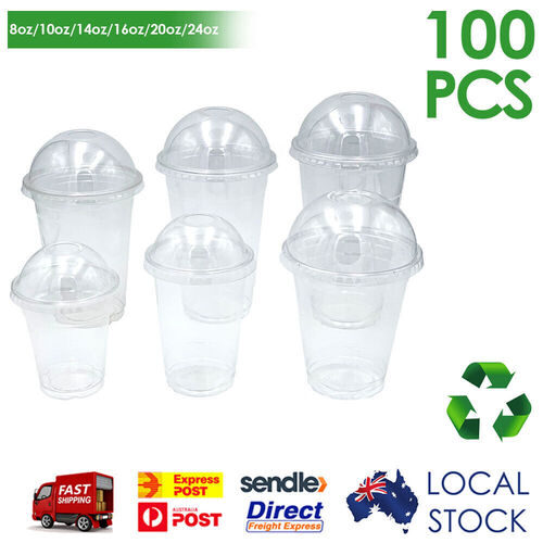 【RETAIL】100 Sets Recycled PET Cold Drink Cup & Dome Lid (14/16/120/14oz)