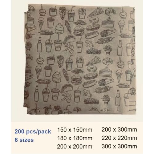 Greaseproof Paper -Snack (6 sizes, 200pcs)